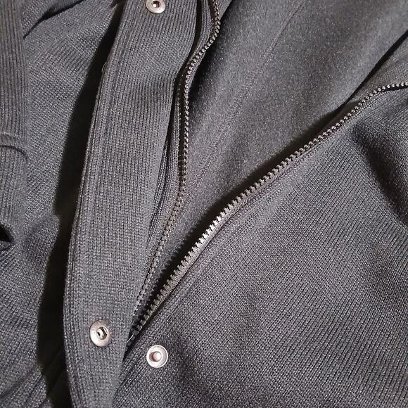Lands' End XL/P Black Sweatshirt Style Full-Zip Long-Sleeved Micro-Waffle Jacket - Picture 5 of 14
